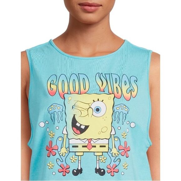 Women’s Junior’s SpongeBob Tweety & Mickey Side Tie Knit Tank Tops 3-Pack Size L - Picture 15 of 16